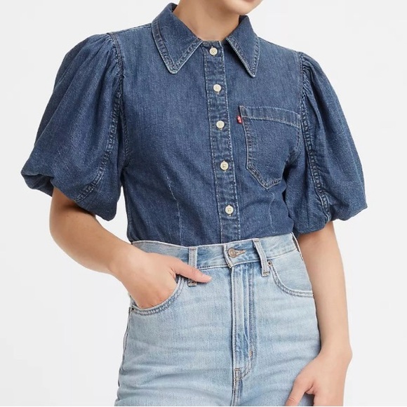 Levi's Tops - LEVI’S ROXY PUFF SLEEVE BUTTON-UP BLOUSE